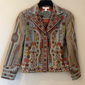 Coldwater Creek embroidered southwestern boho aztec pattern lined blazer, 6